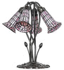 16" High Stained Glass Pond Lily 5 Light Table Lamp