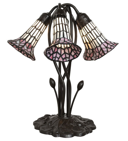 16" High Stained Glass Pond Lily 5 Light Table Lamp