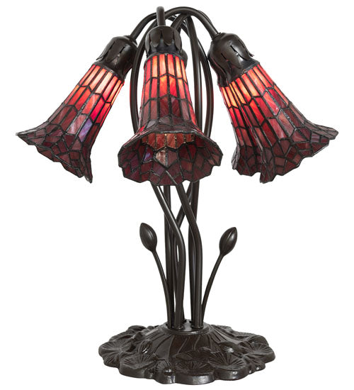 16" High Stained Glass Pond Lily 5 Light Table Lamp