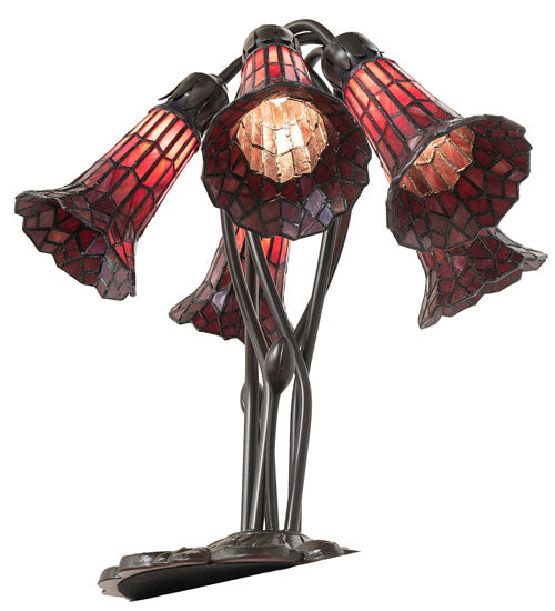 16" High Stained Glass Pond Lily 5 Light Table Lamp