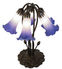 16" High Blue/White Tiffany Pond Lily 5 Light Table Lamp