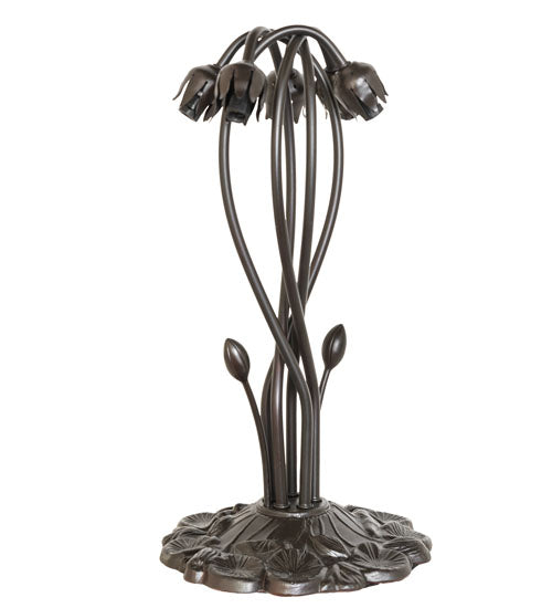 16" High Blue/White Tiffany Pond Lily 5 Light Table Lamp