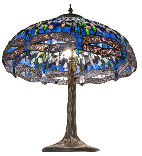 27" High Tiffany Hanginghead Dragonfly Table Lamp