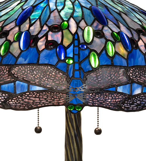 27" High Tiffany Hanginghead Dragonfly Table Lamp