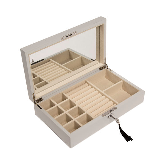 Single Hinged Jewelry Box White