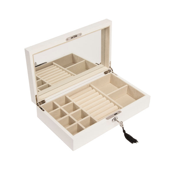 Single Hinged Jewelry Box White