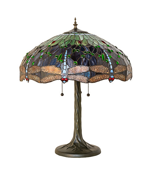 27" High Tiffany Hanging Head Dragonfly Table Lamp