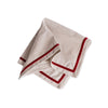 Beatriz Ball LINENS Velluto Napkins with Border Set of 4 Beige and Red