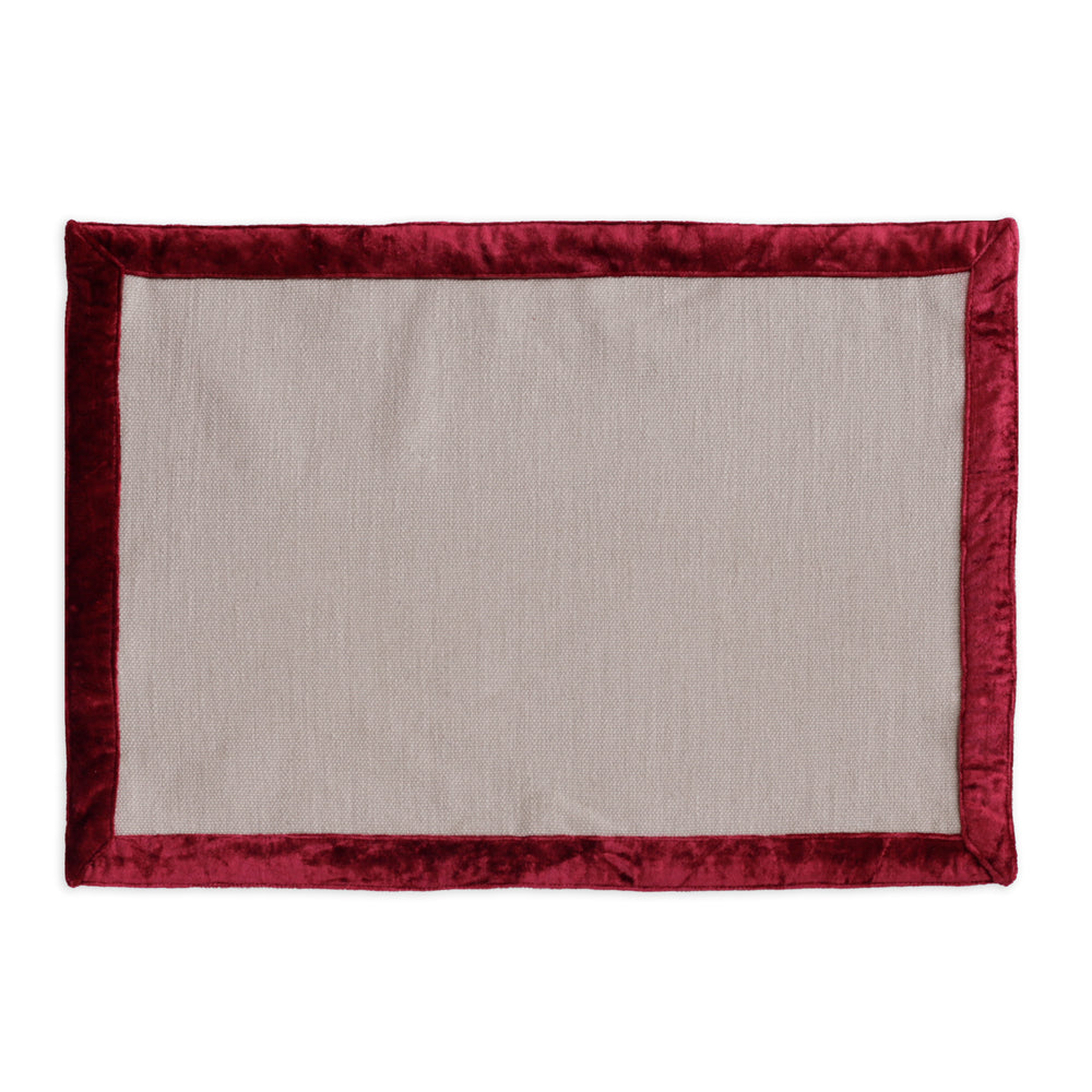 Beatriz Ball LINENS Velluto Placemats with Border Set of 4 Beige and Red