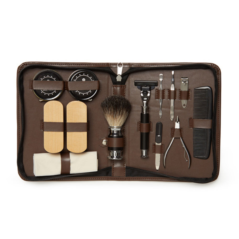 On the Go Grooming and Shoe-Shine Kit Brown