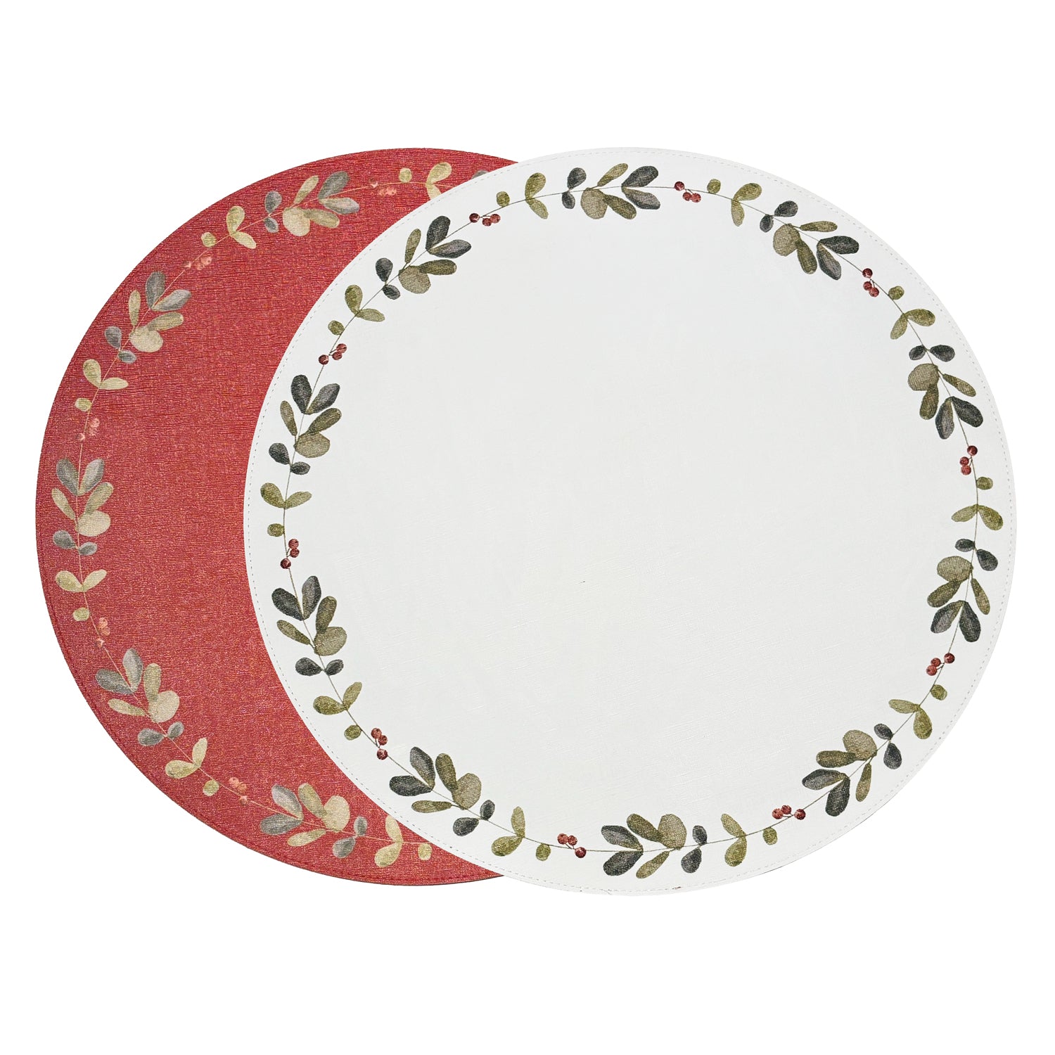 Beatriz Ball VIDA Holly Reversible Round Placemats Set of 4 Red & Green - PRE-ORDER