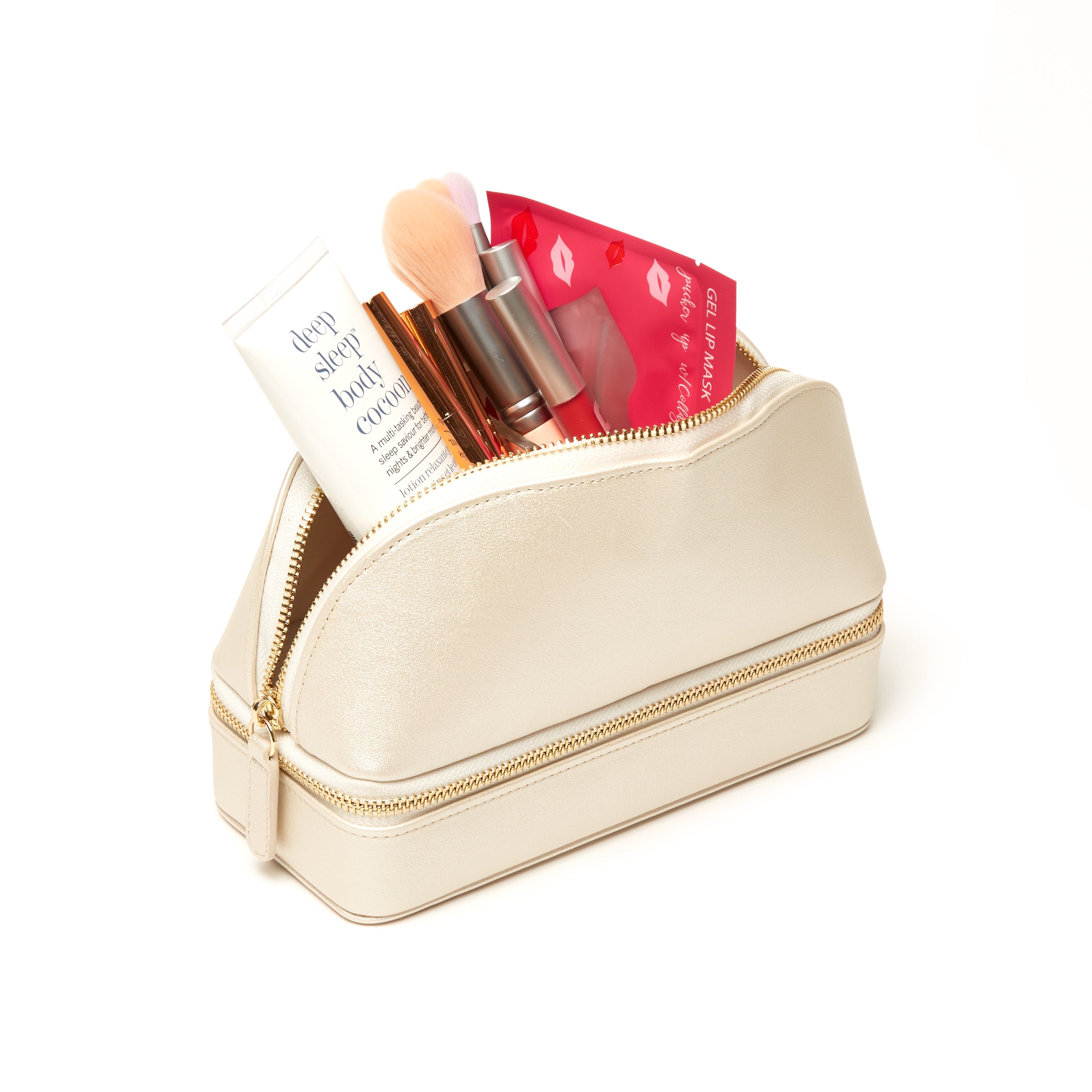Abbey Travel Cosmetic Case Pearl White