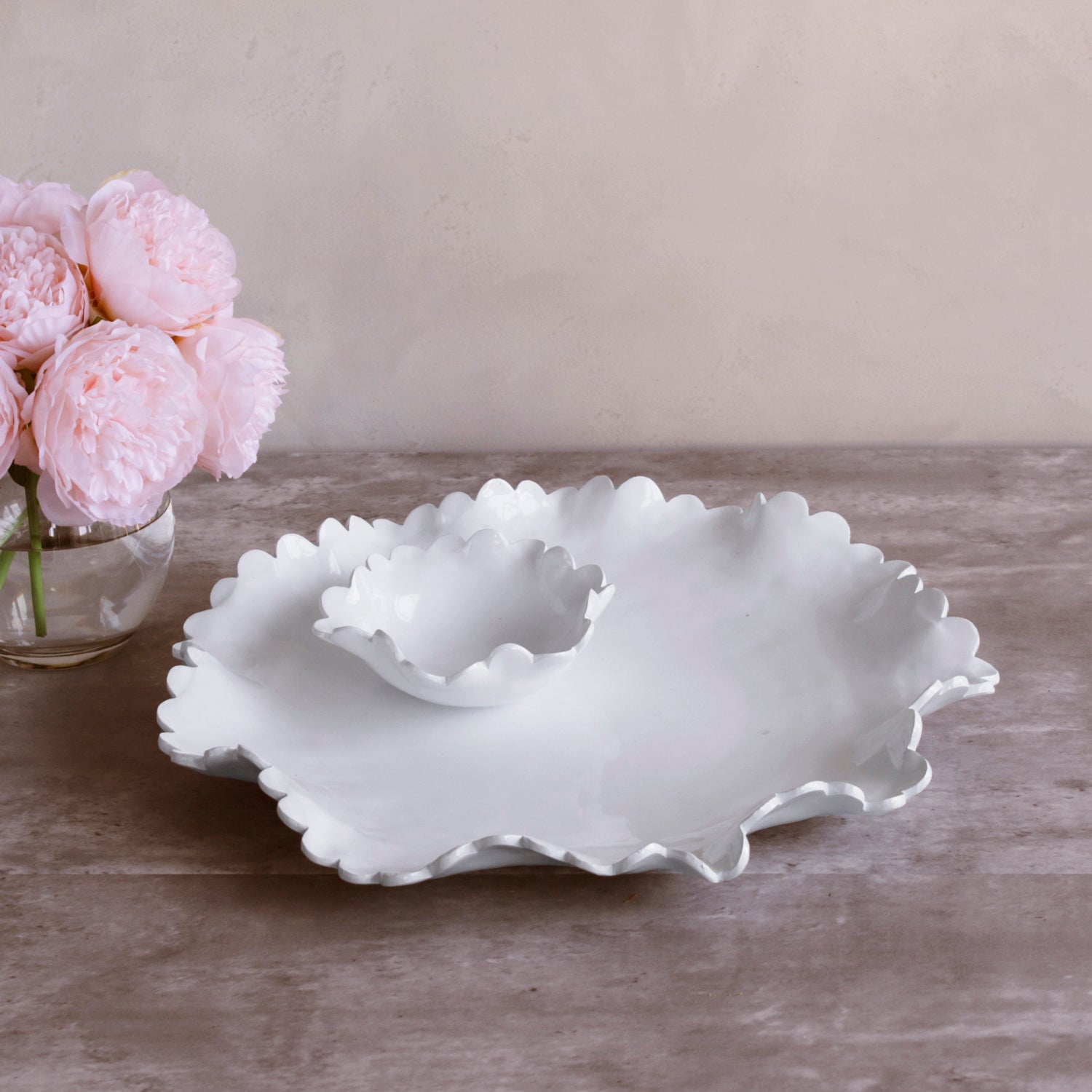 Beatriz Ball VIDA Colette Round Platter with Mini Dip Bowl (White) - PRE-ORDER