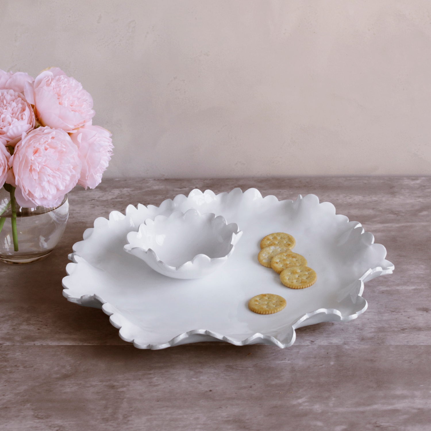 Beatriz Ball VIDA Colette Round Platter with Mini Dip Bowl (White) - PRE-ORDER