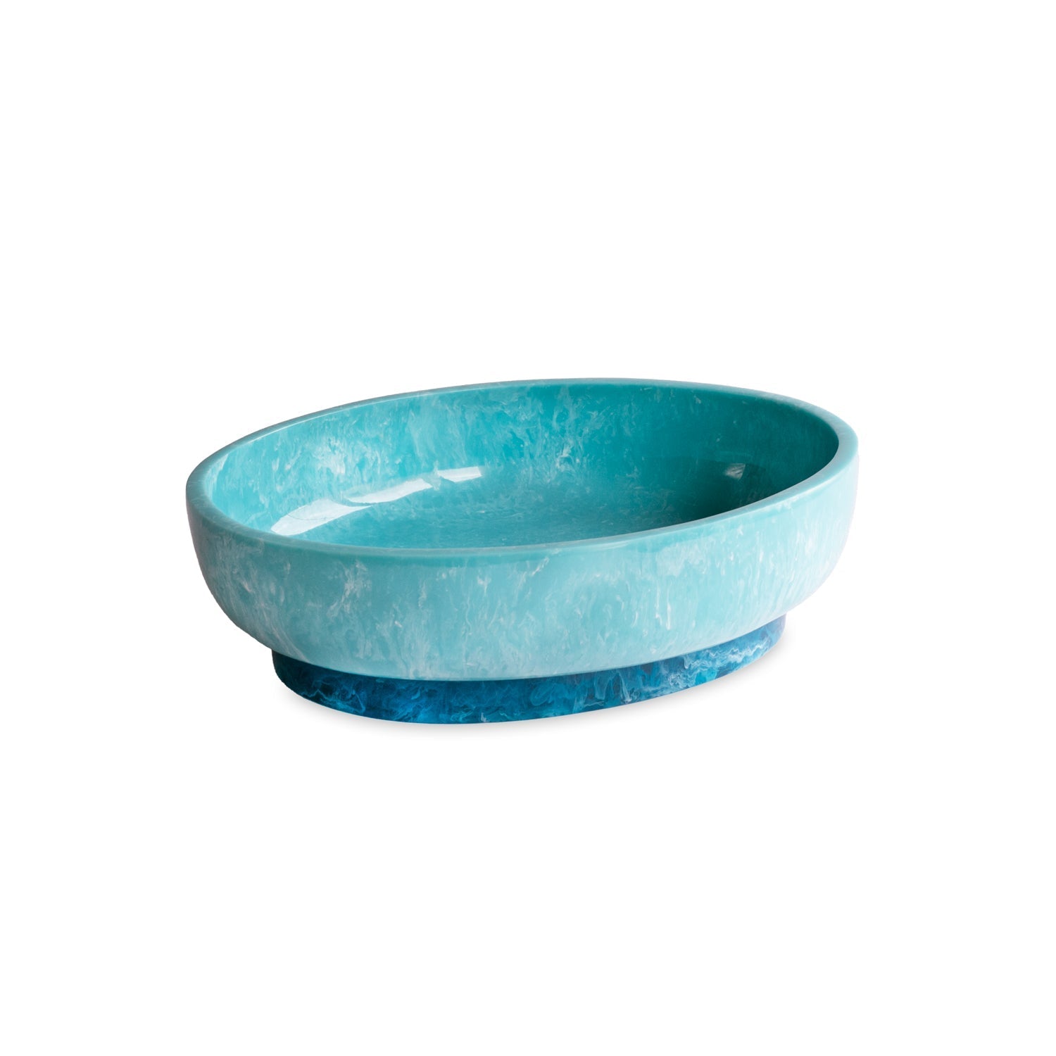 Beatriz Ball RESIN Rio Large Oval Bowl with Base (Turquoise and Blue)