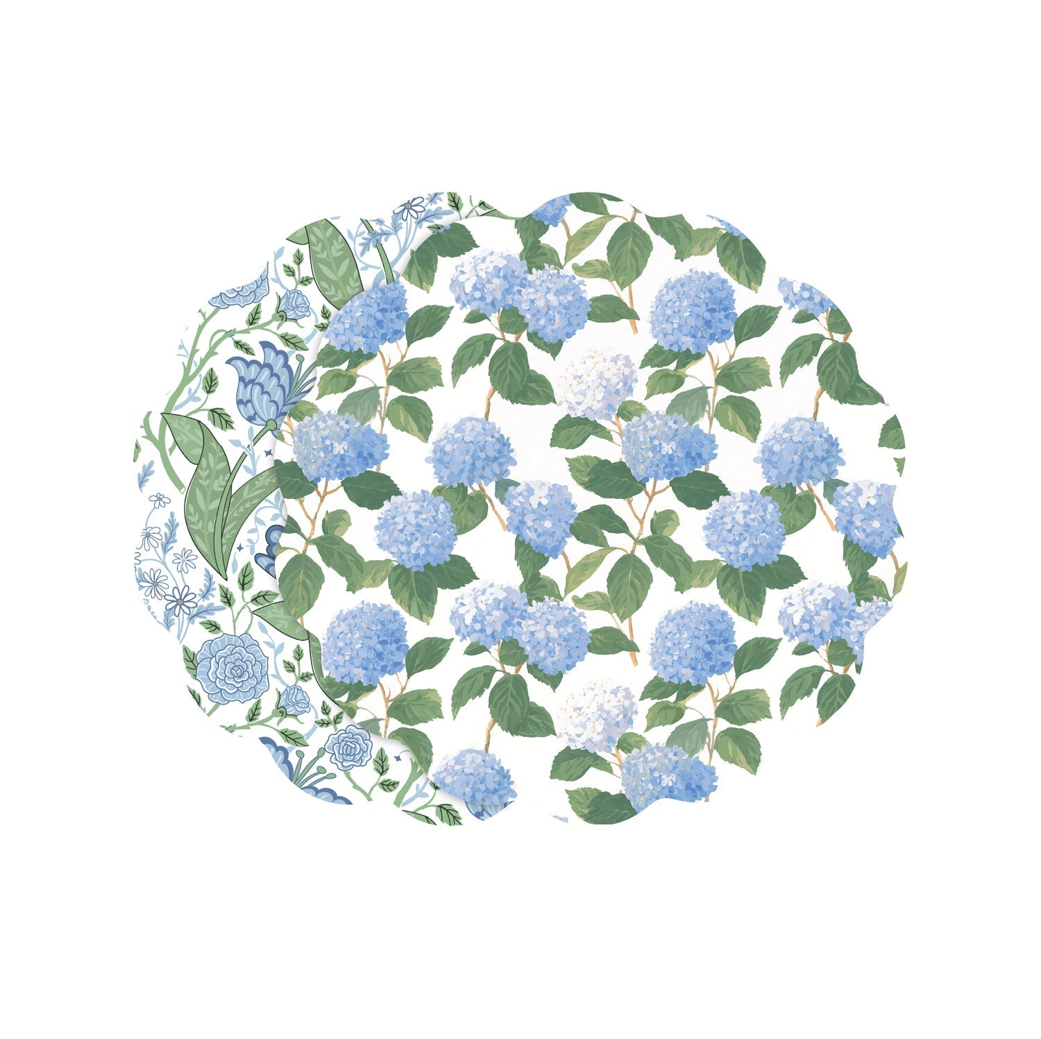 Beatriz Ball VIDA Blue Hydrangea andFloral Reversible Placemats Set of 4 (Blue and Green) - PRE-ORDER