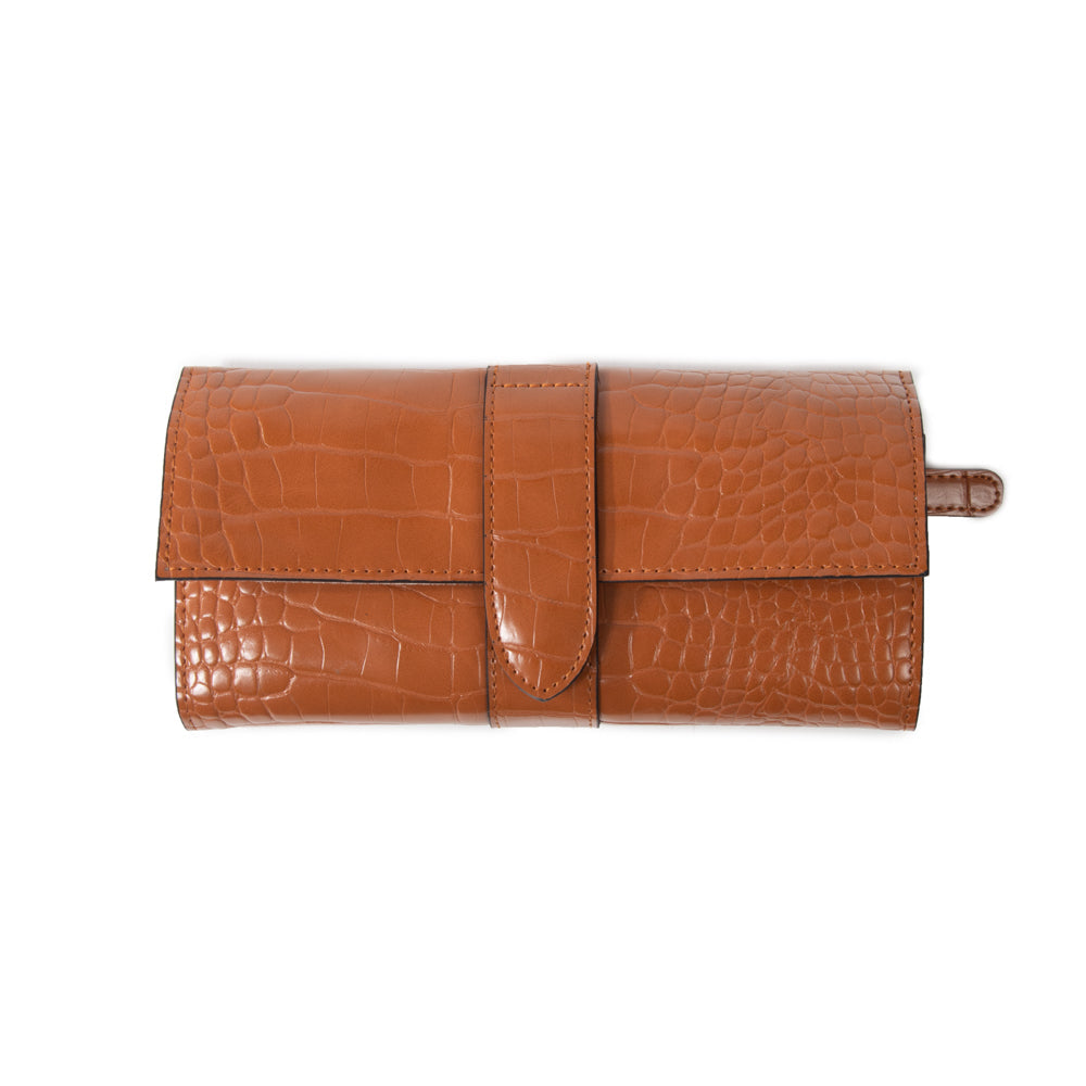 Sydney 3 Pocket Jewelry Roll Brown