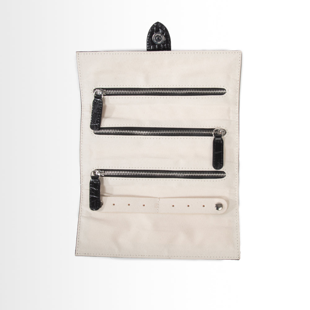 Sydney 3 Pocket Jewelry Roll Black