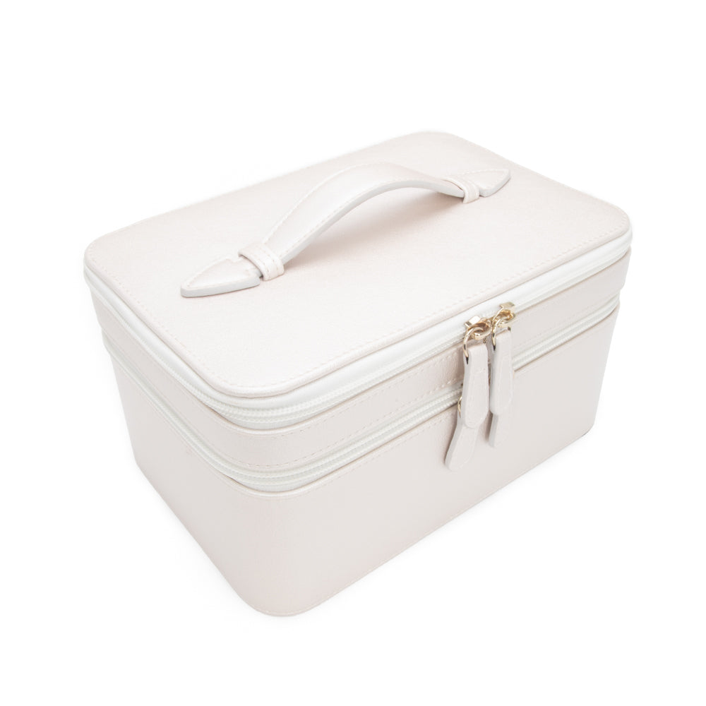 Abby Jewelry & Cosmetic Case Pearl White