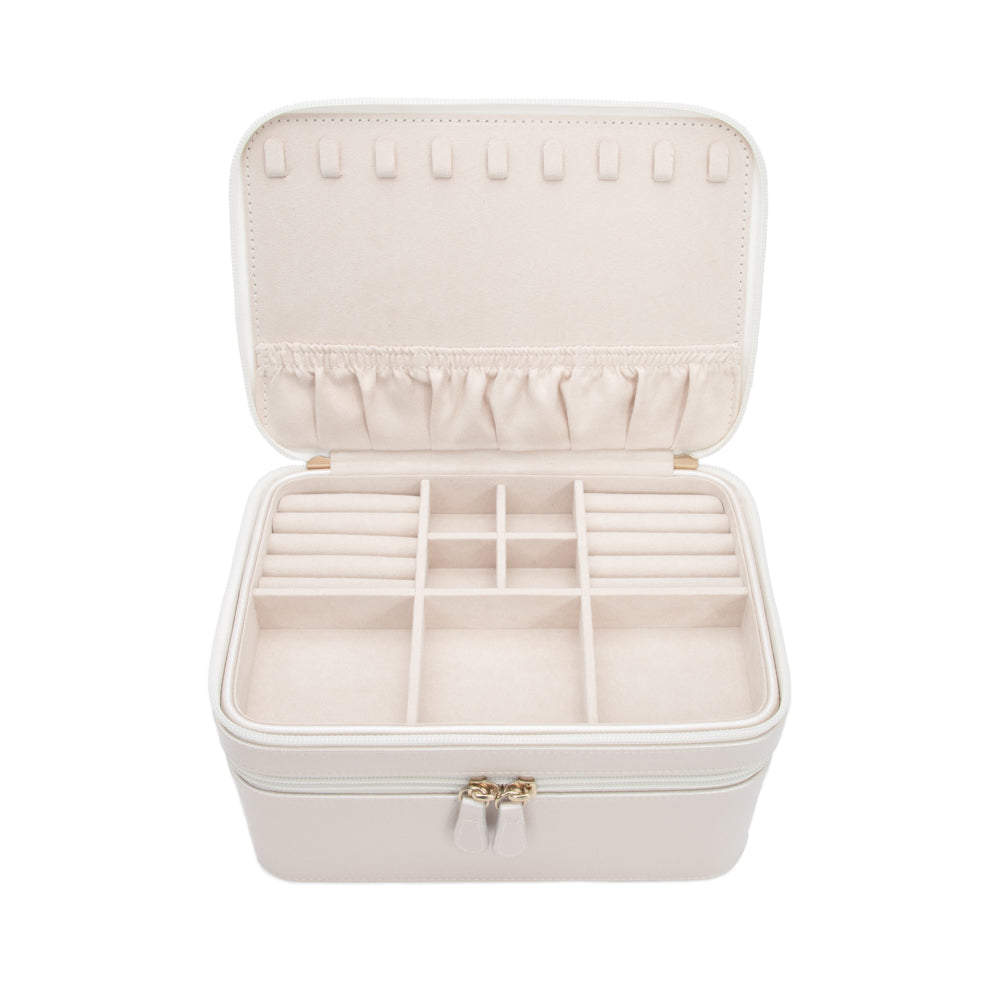 Abby Jewelry & Cosmetic Case Pearl White