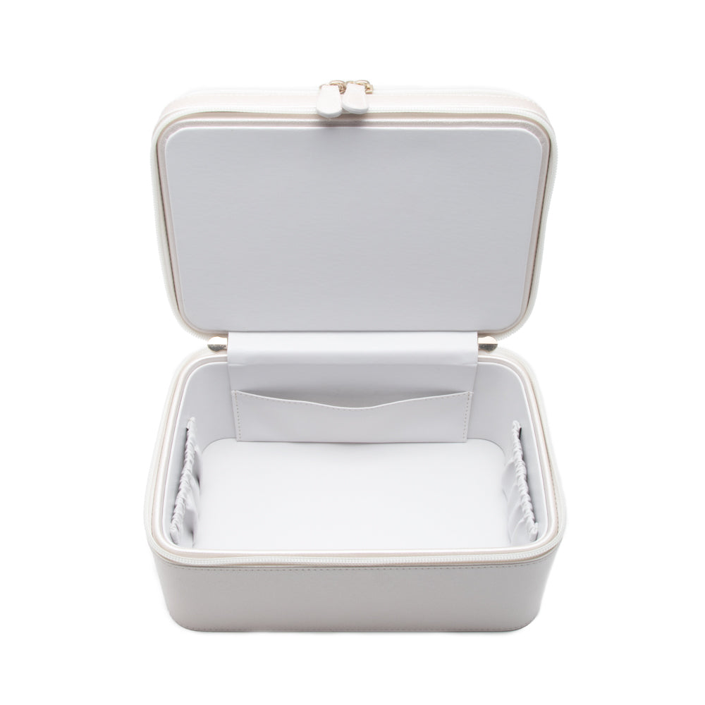 Abby Jewelry & Cosmetic Case Pearl White