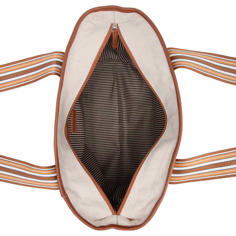 The Capri Stripe Tote Brown