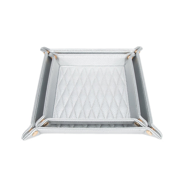 Leah 2-Piece Quilted Throw All Silver