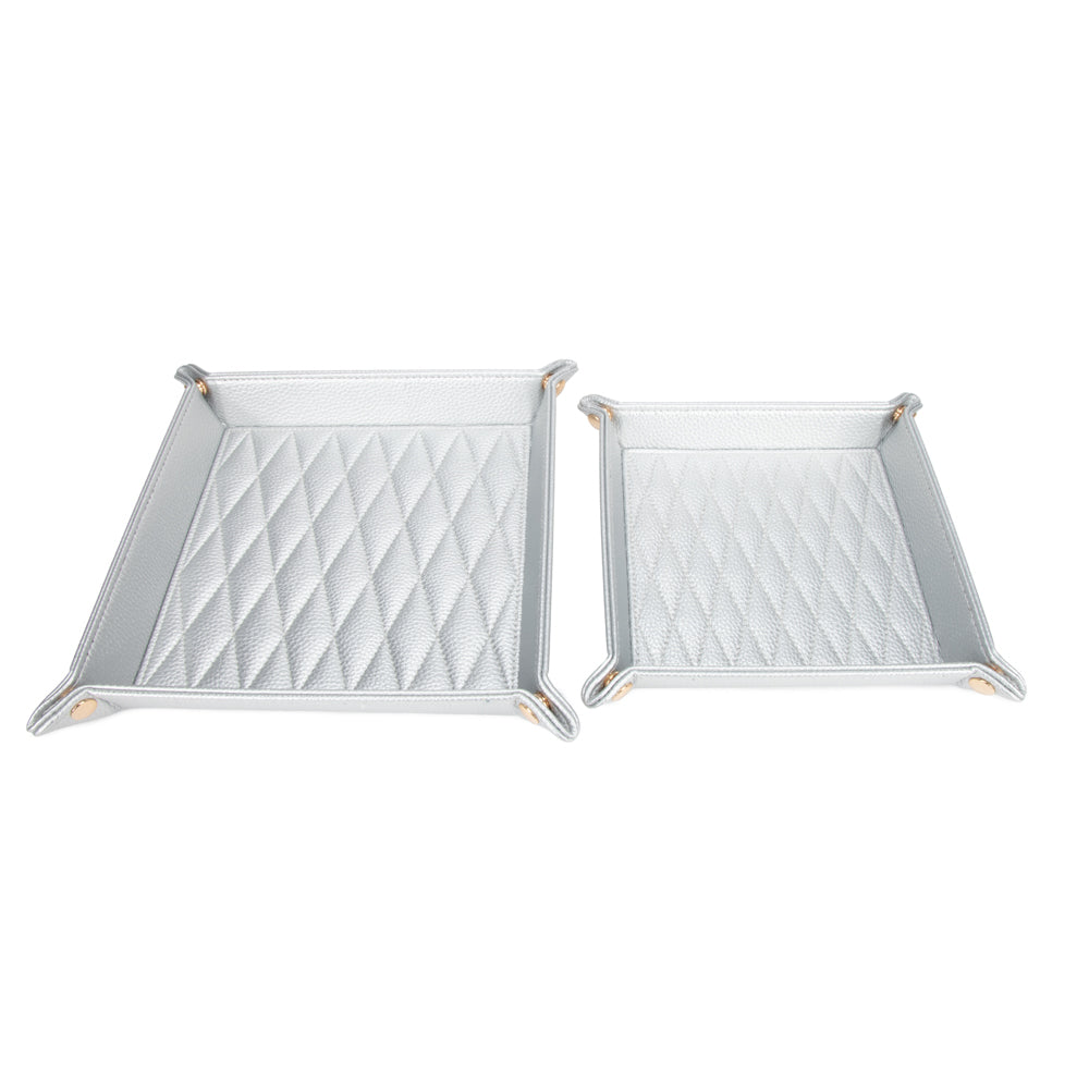 Leah 2-Piece Quilted Throw All Silver