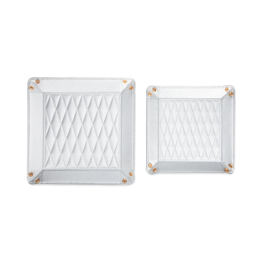 Leah 2-Piece Quilted Throw All Silver