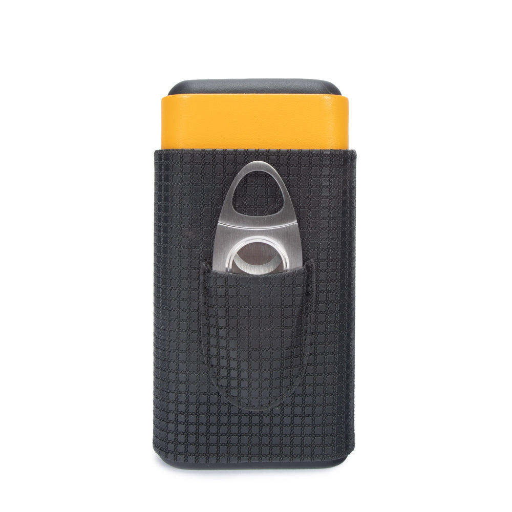 Lorenzo Triple Cigar Holder with Cutter Mustard