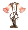 17" High Lavender Tiffany Pond Lily 2 Light Trellis Girl Accent Lamp