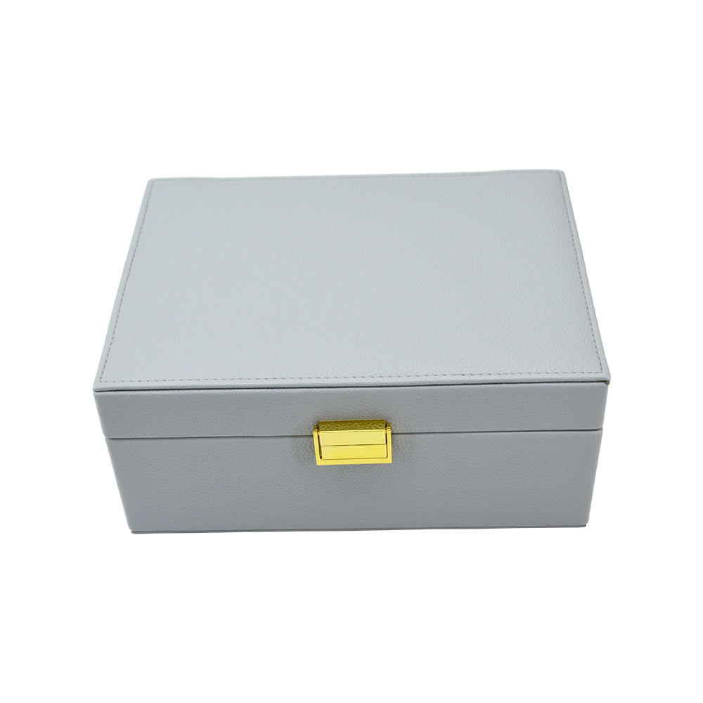 Leah 2 Tier Jewelry Box Light Grey