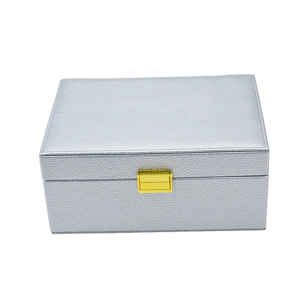 Leah 2 Tier Jewelry Box Silver