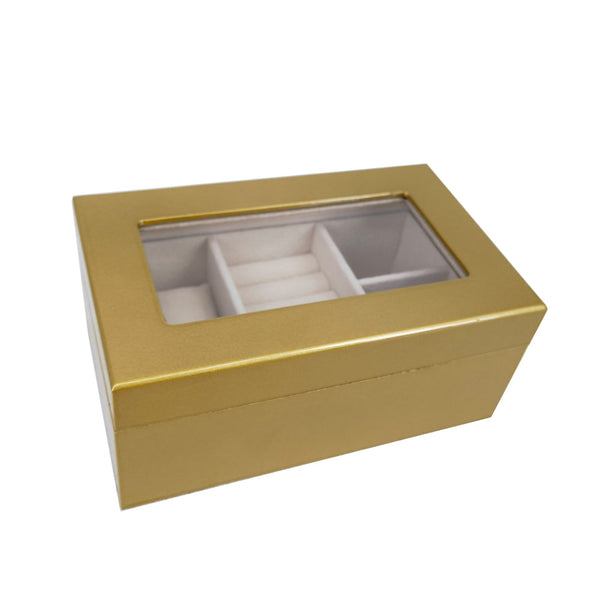 Kylie Mini Glass Top Jewelry Box Gold