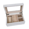 Kylie Mini Glass Top Jewelry Box Pearl White