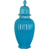 Danny's Fine Porcelain 19h X 9d Deep Sea Turquoise Hex Stripped Jar (tall)