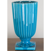 Danny's Fine Porcelain 13h X 6d Deep Sea Turquoise Stripped Flower Vase