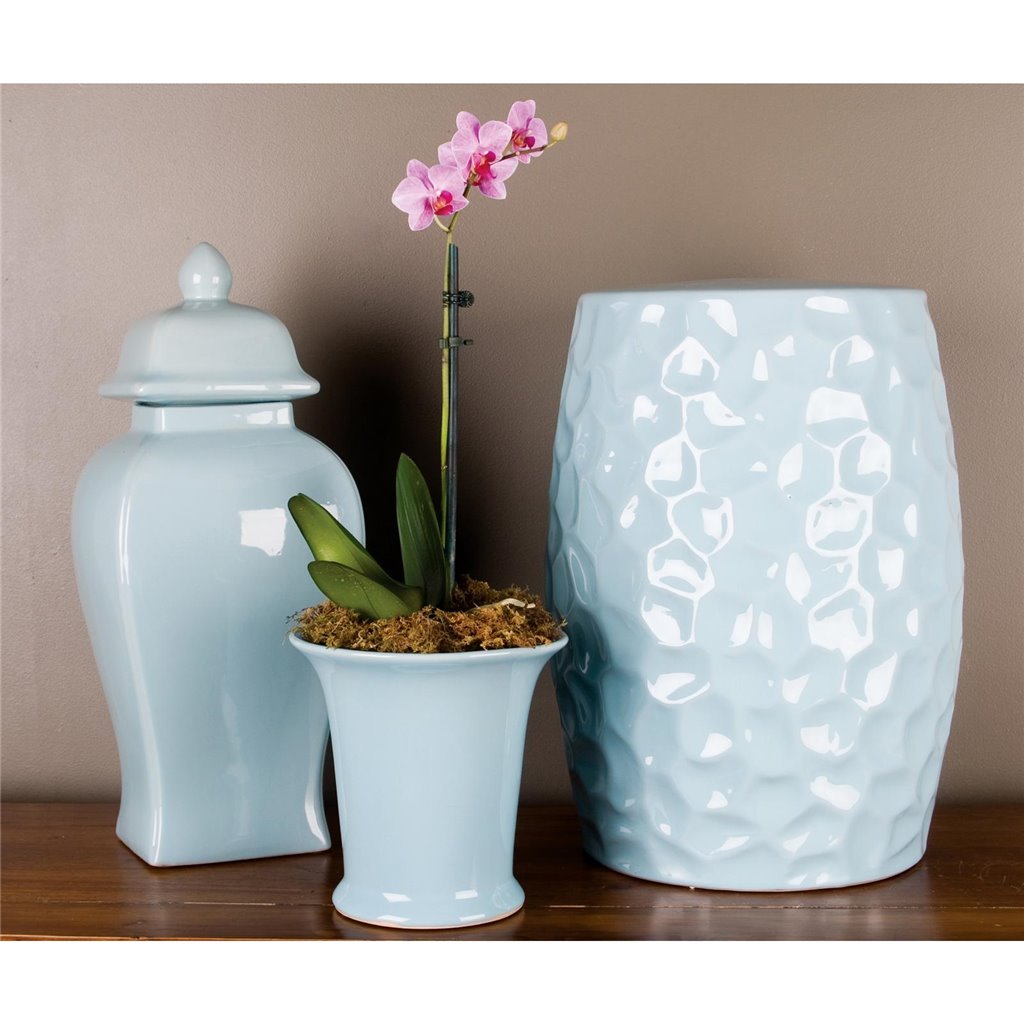 Danny's Fine Porcelain Rectangular Temple Jar-Light Blue