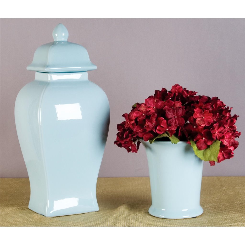 Danny's Fine Porcelain Rectangular Temple Jar-Light Blue