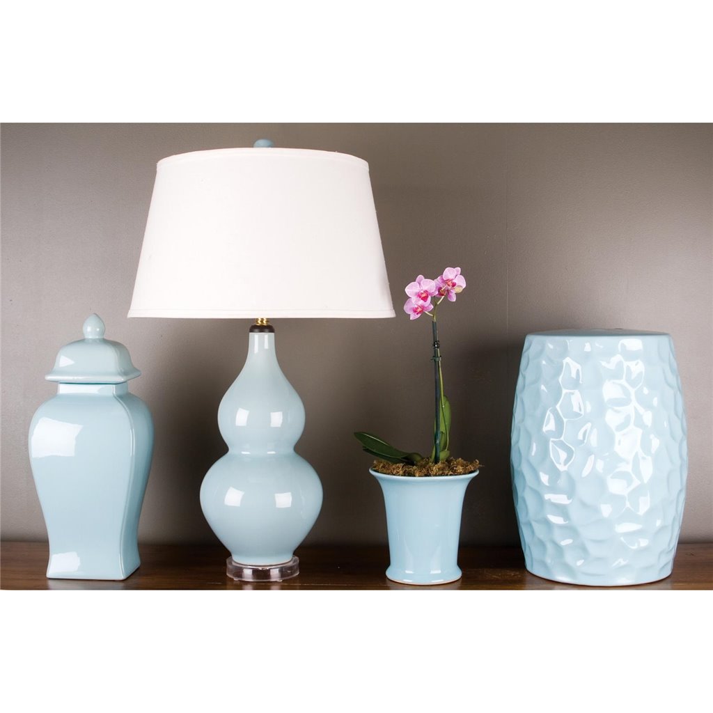 Danny's Fine Porcelain Rectangular Temple Jar-Light Blue