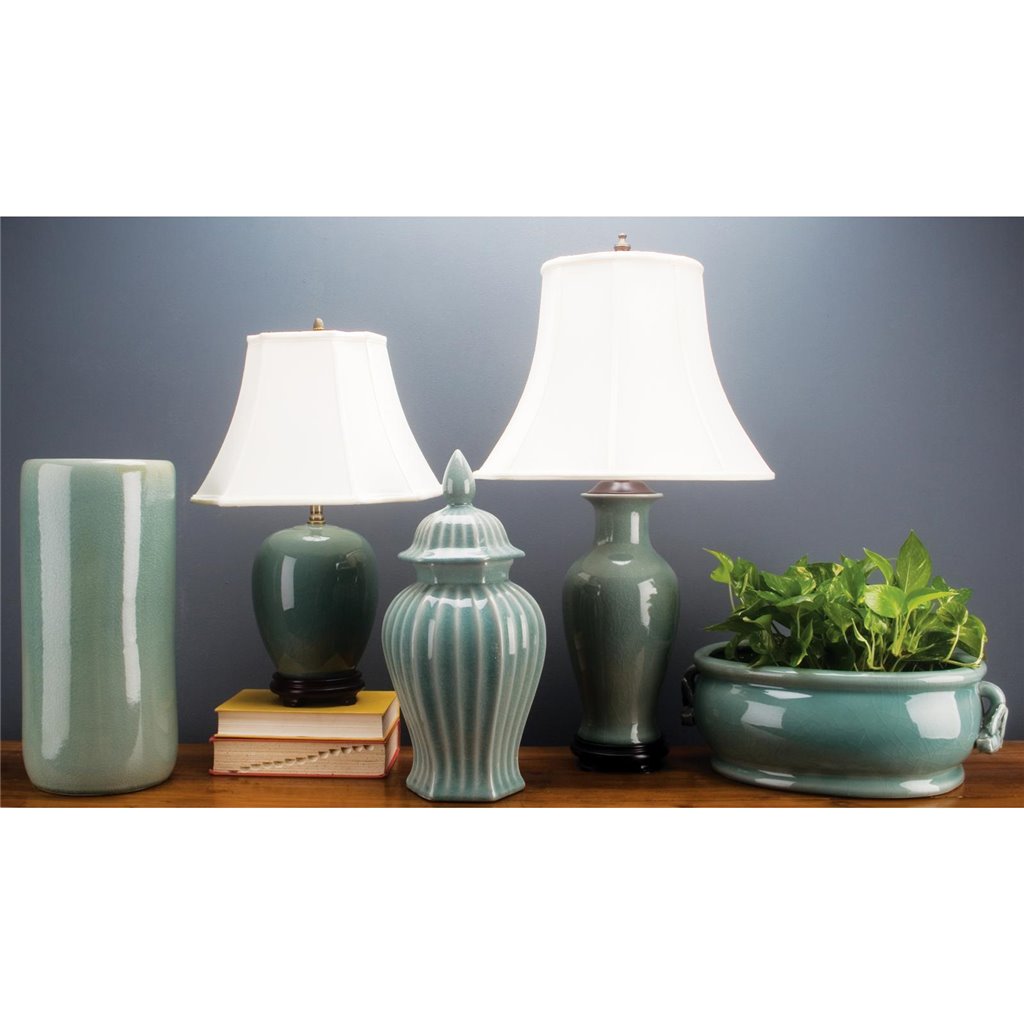 Danny's Fine Porcelain 8l X 8d X 19h (c2415-18) Hex Lined Jar-Celadon