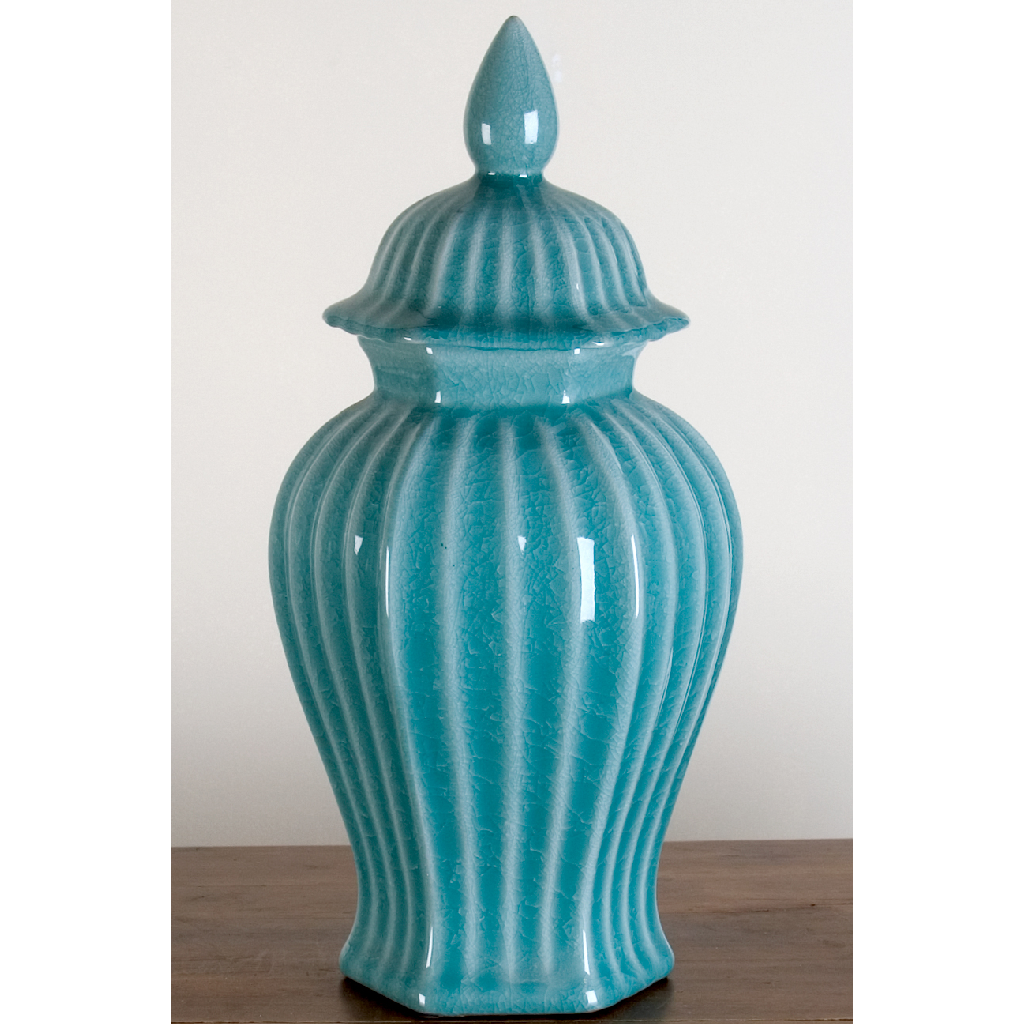 Danny's Fine Porcelain 8l X 8d X 19h (c2415-18) Hex Lined Jar-Celadon