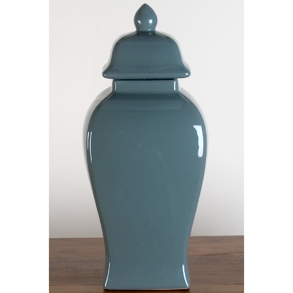 Danny's Fine Porcelain Rectangular Temple Jar-Gray