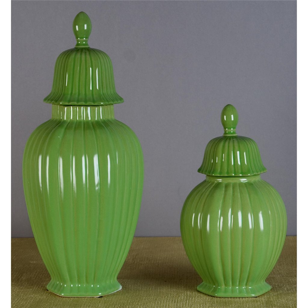 Danny's Fine Porcelain Line Hex Jar- Green