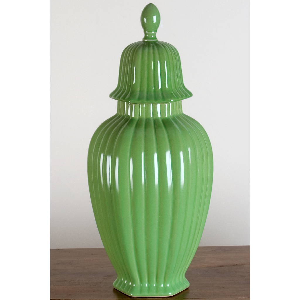 Danny's Fine Porcelain Line Hex Jar- Green