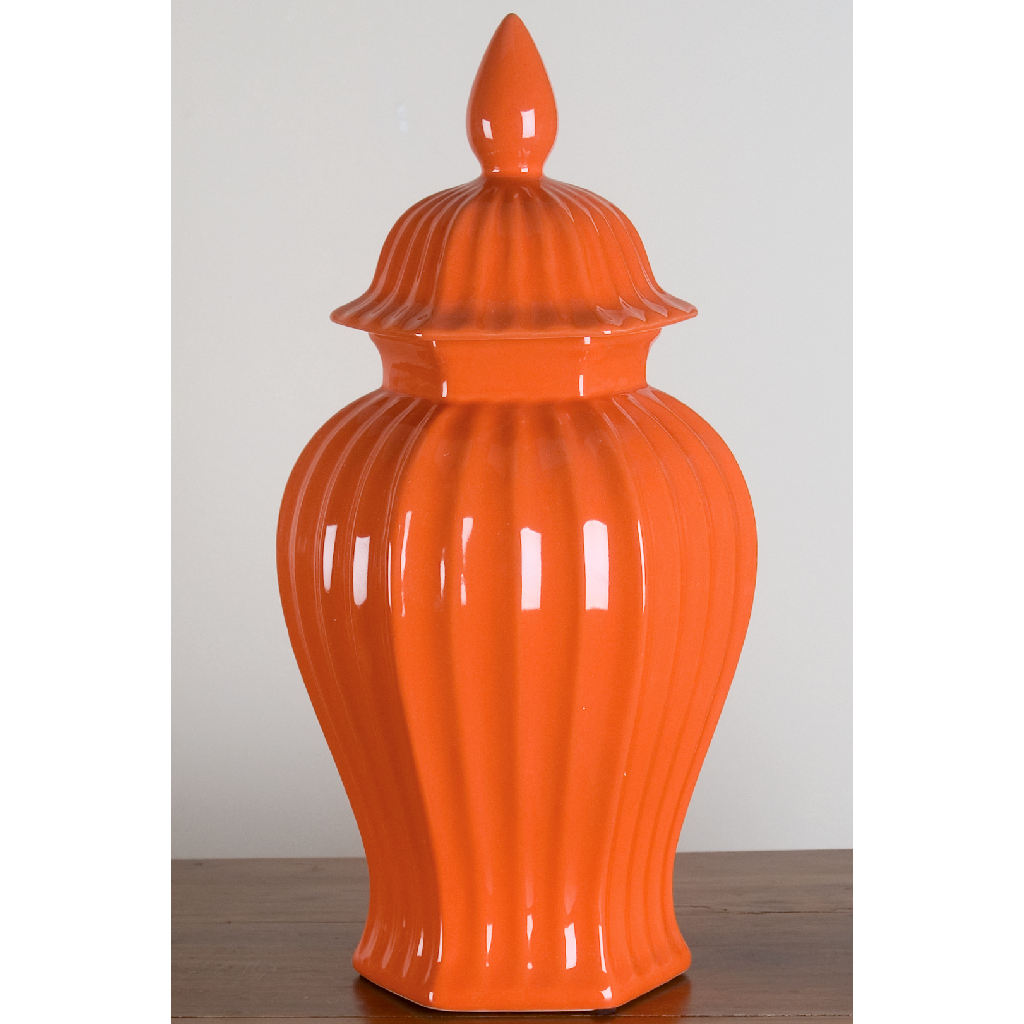 Danny's Fine Porcelain Lined Hex Jar - Happy Orange