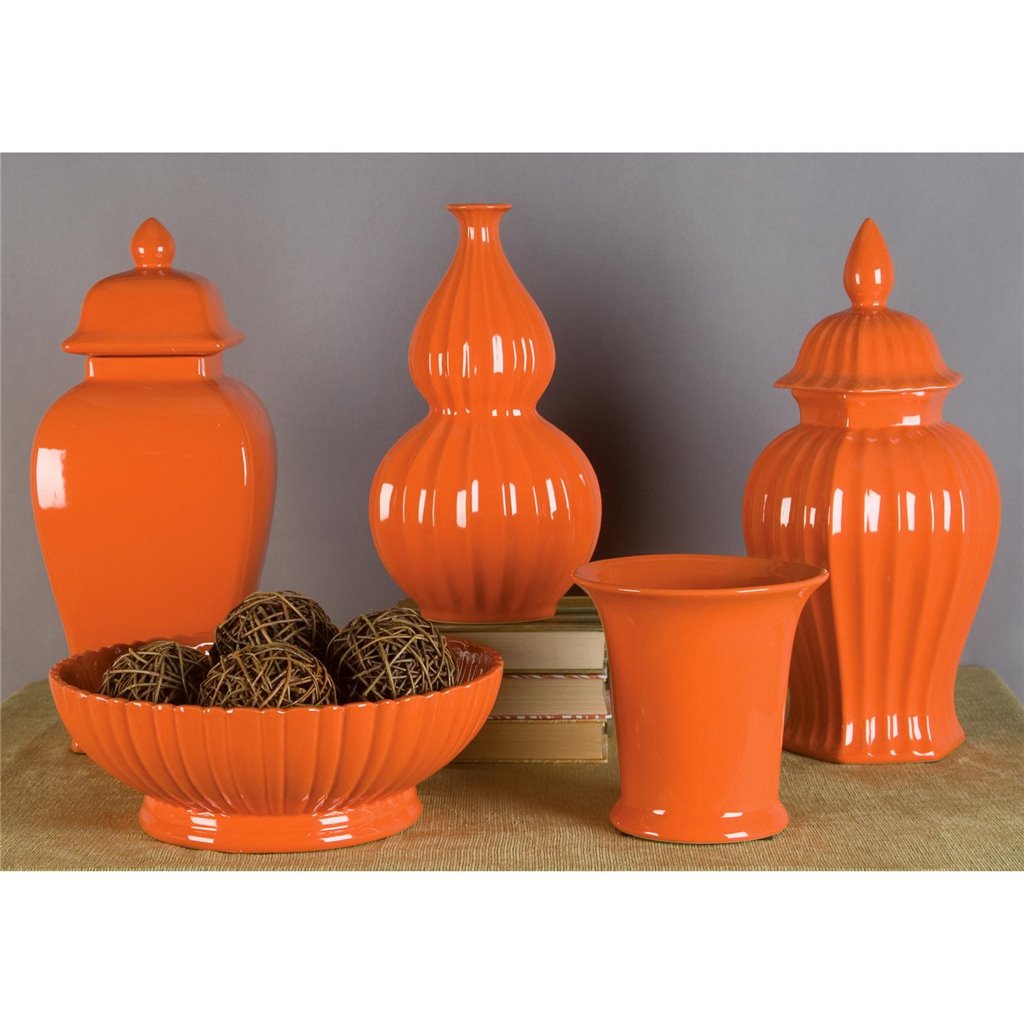Danny's Fine Porcelain Lined Hex Jar - Happy Orange