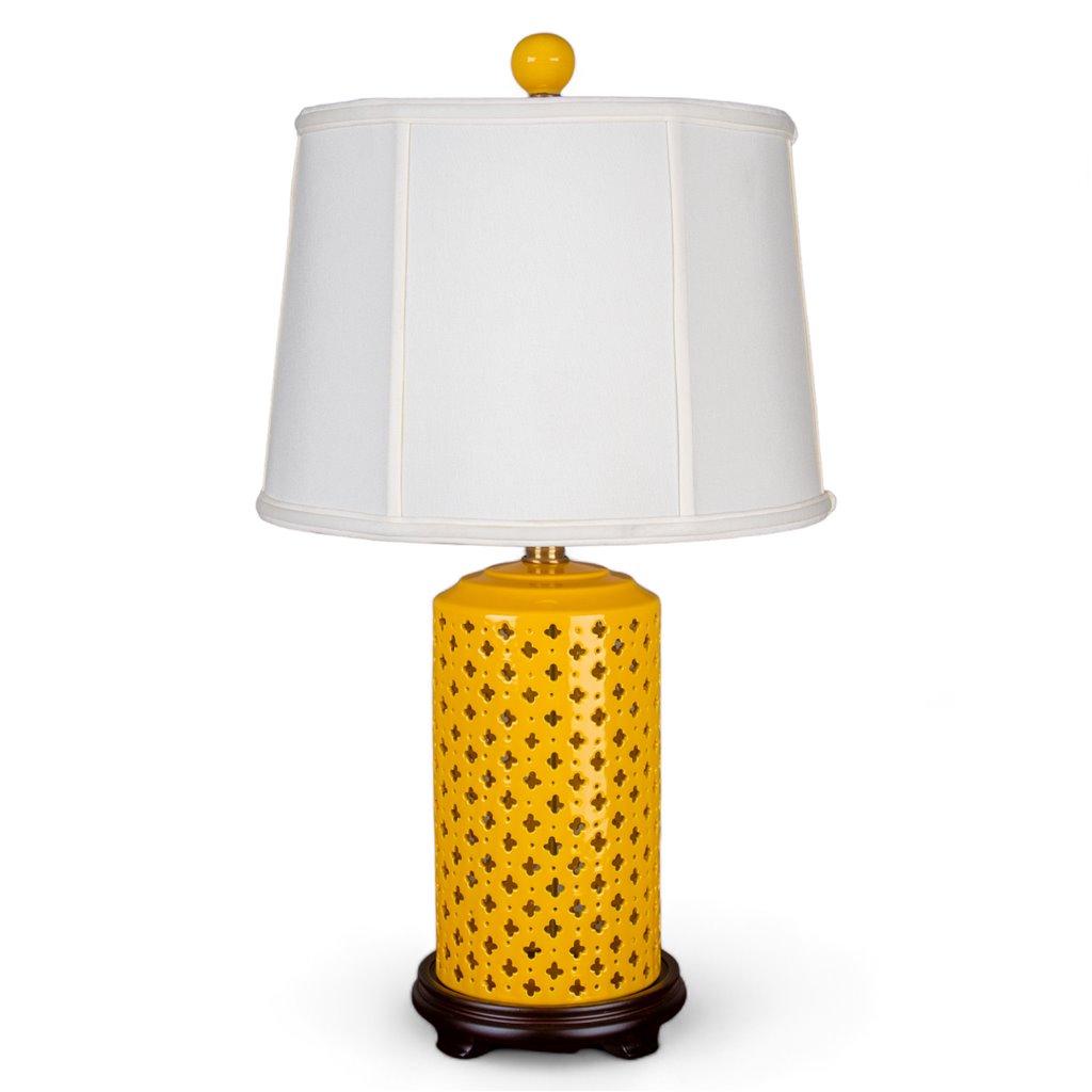 Danny's Fine Porcelain Openwork Lamp Base Lamp - Yellow