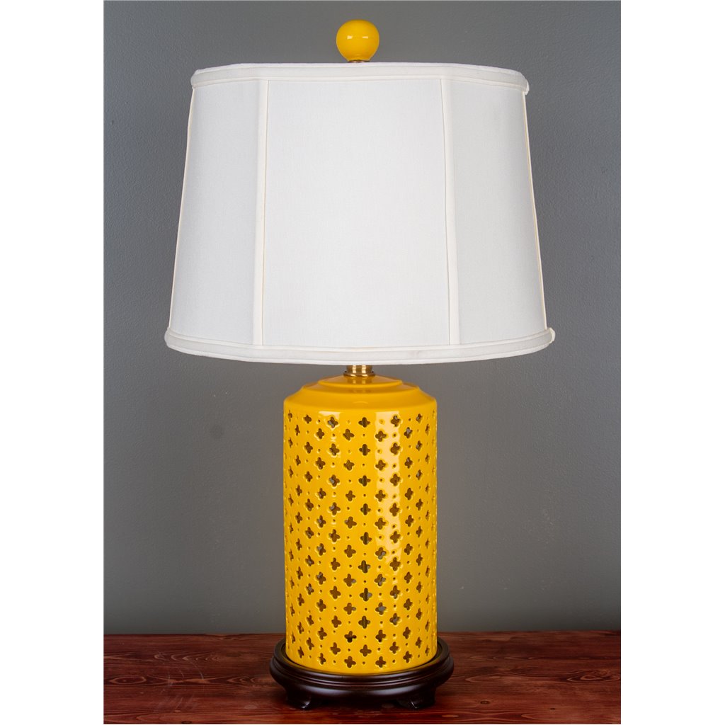 Danny's Fine Porcelain Openwork Lamp Base Lamp - Yellow