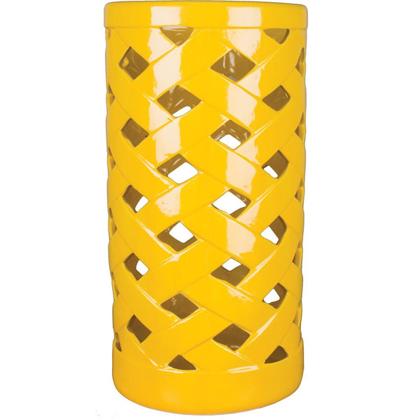 Danny's Fine Porcelain 9"l X 9w X 18h Porcelain Lattice Umbrella Stand-Yellow